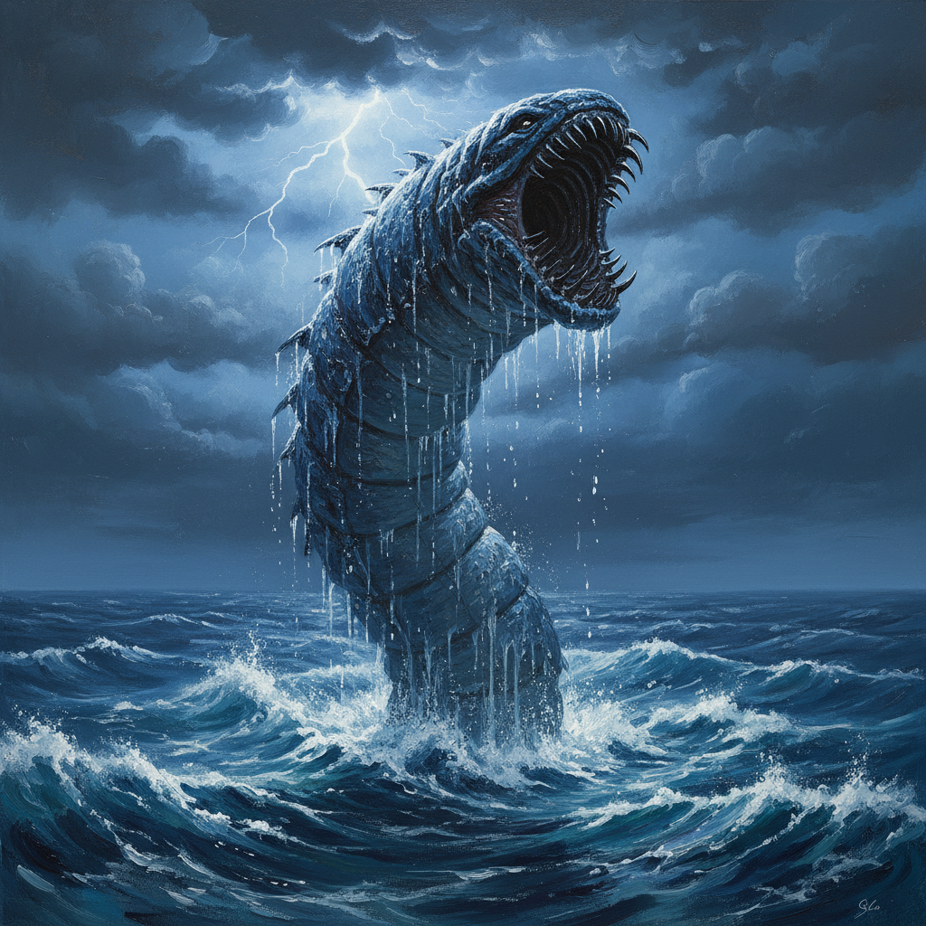 Azure Worm, original Pathfinder 2e monster artwork by ZapGM