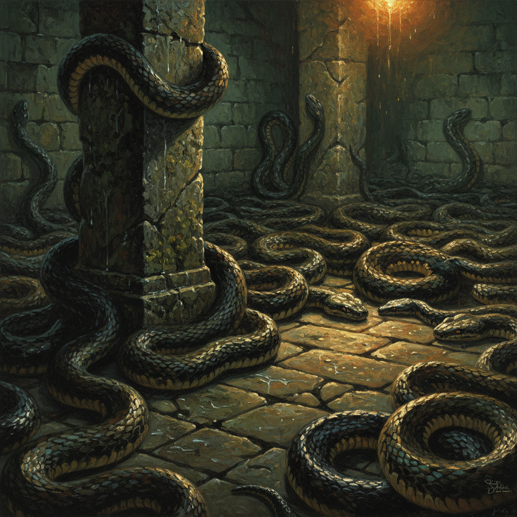 Rat Snake Swarm, original Pathfinder 2e monster artwork by ZapGM