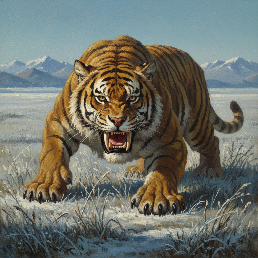 Saber-Toothed Tiger, original D&D 5e monster artwork by ZapGM