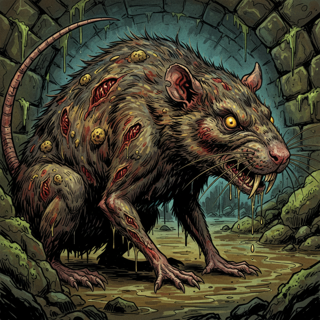 Giant Rat (Diseased), original D&D 5e monster artwork by ZapGM