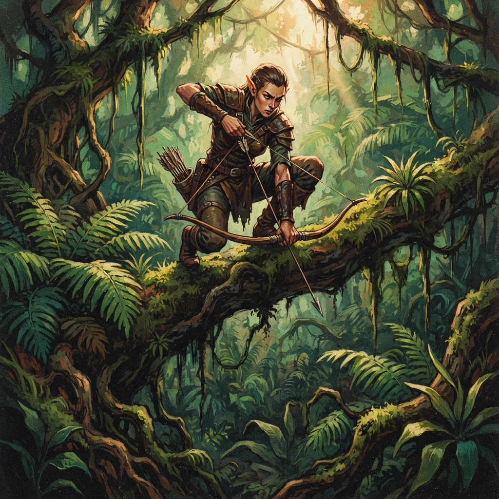 Elf Ranger, original Pathfinder 2e monster artwork by ZapGM