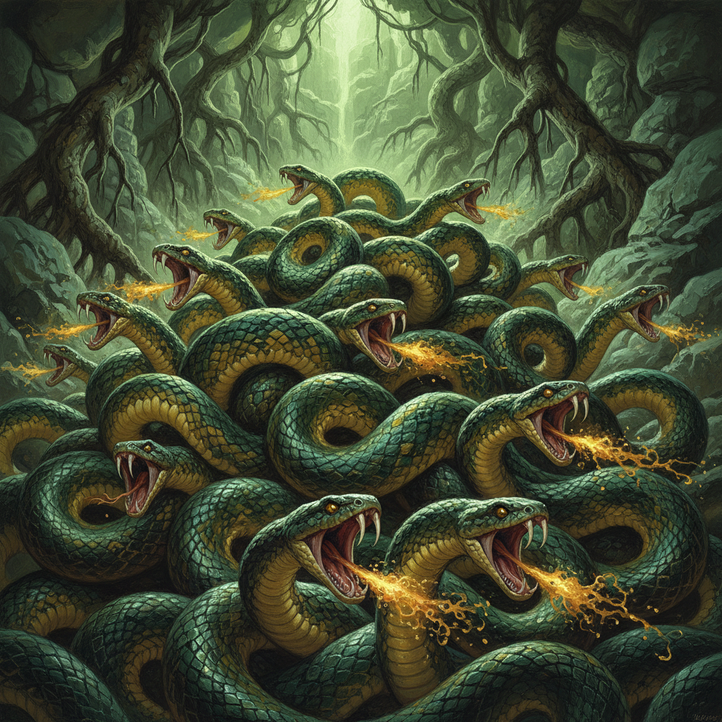 Viper Swarm, original Pathfinder 2e monster artwork by ZapGM