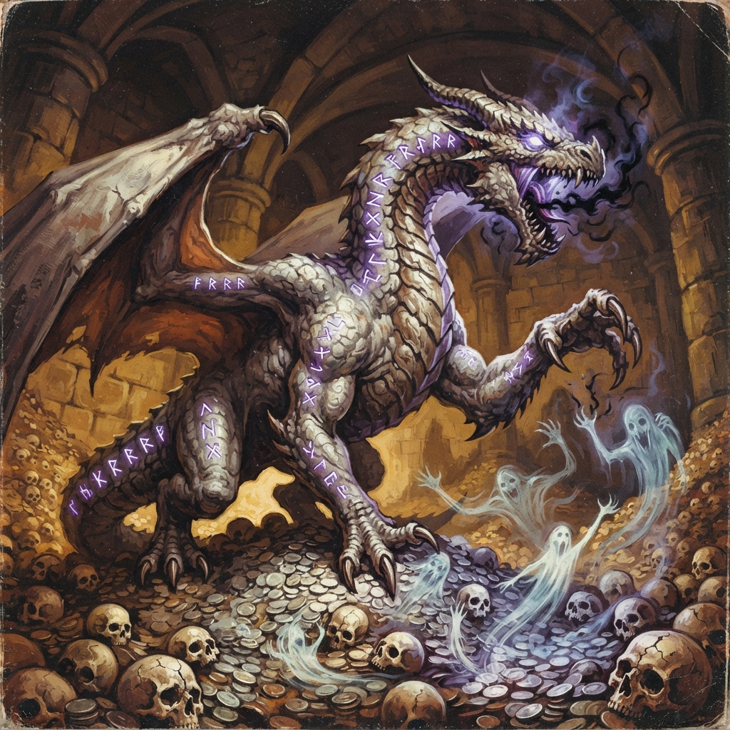 Resurrection Dragon (Young, Spellcaster), original Pathfinder 2e monster artwork by ZapGM