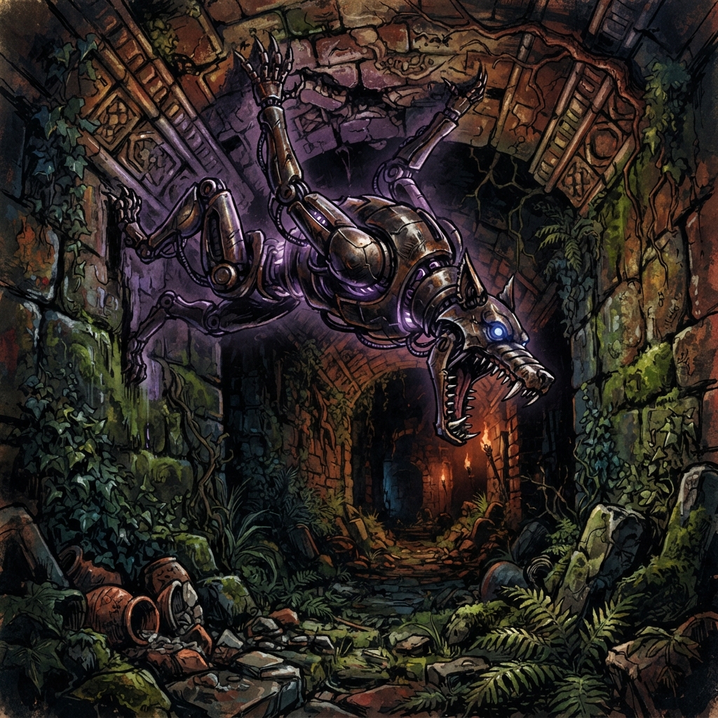 Stalker Automaton, original Pathfinder 2e monster artwork by ZapGM
