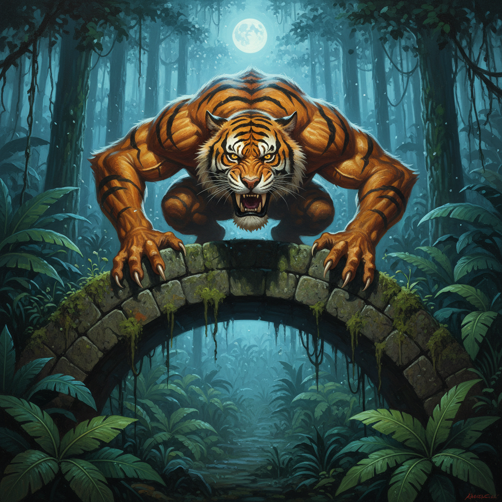 Weretiger, original Pathfinder 2e monster artwork by ZapGM