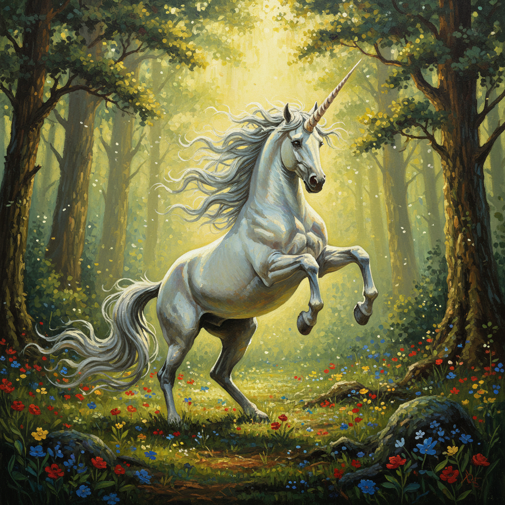 Unicorn, original D&D 5e monster artwork by ZapGM