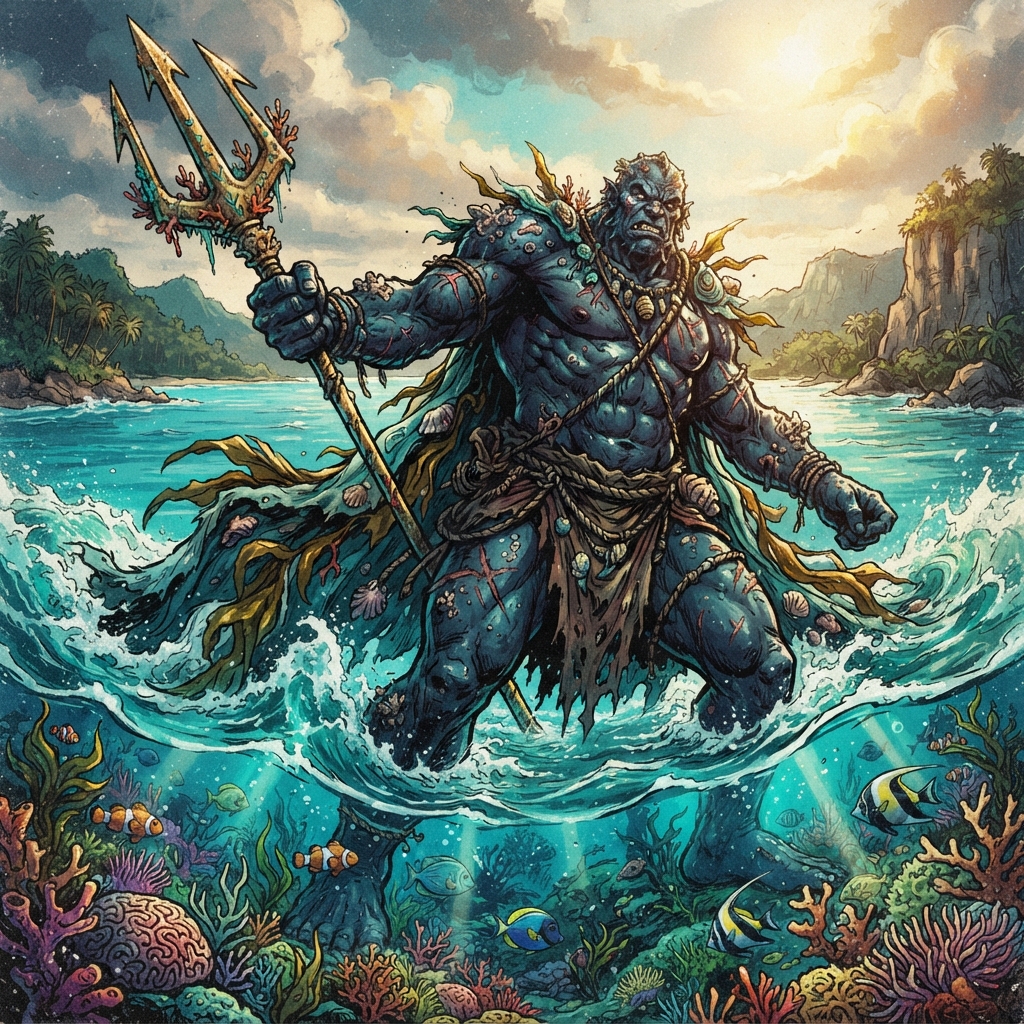 Tide Giant, original Pathfinder 2e monster artwork by ZapGM