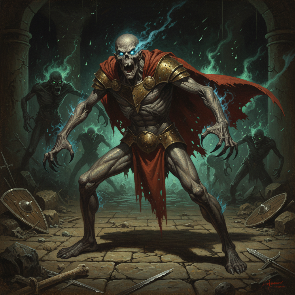 Wight, original Pathfinder 2e monster artwork by ZapGM