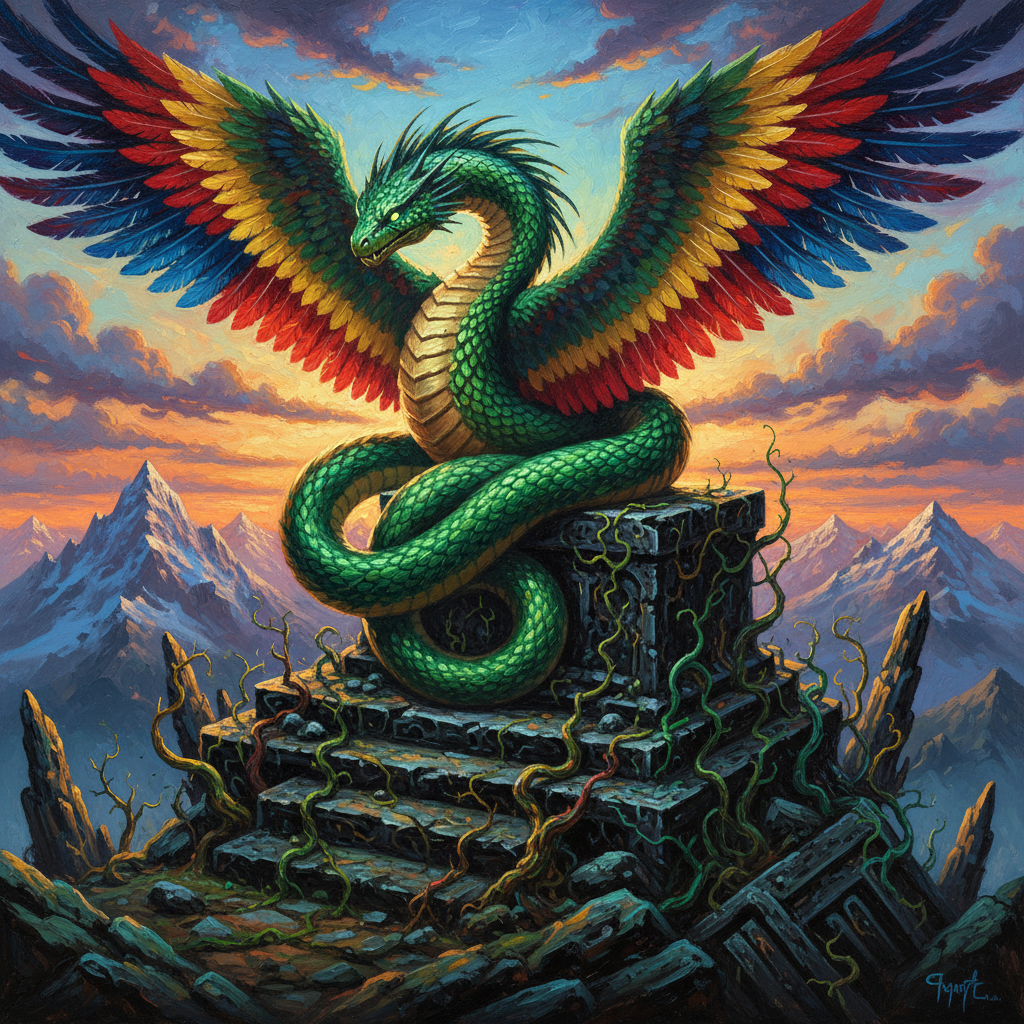 Quetz Couatl, original Pathfinder 2e monster artwork by ZapGM