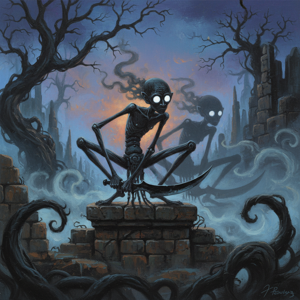 Wayang Whisperblade, original Pathfinder 2e monster artwork by ZapGM
