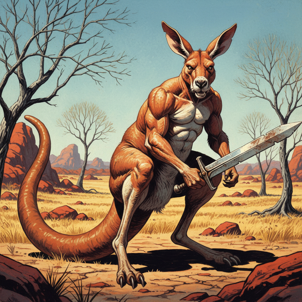 Kangaroo, original Pathfinder 2e monster artwork by ZapGM
