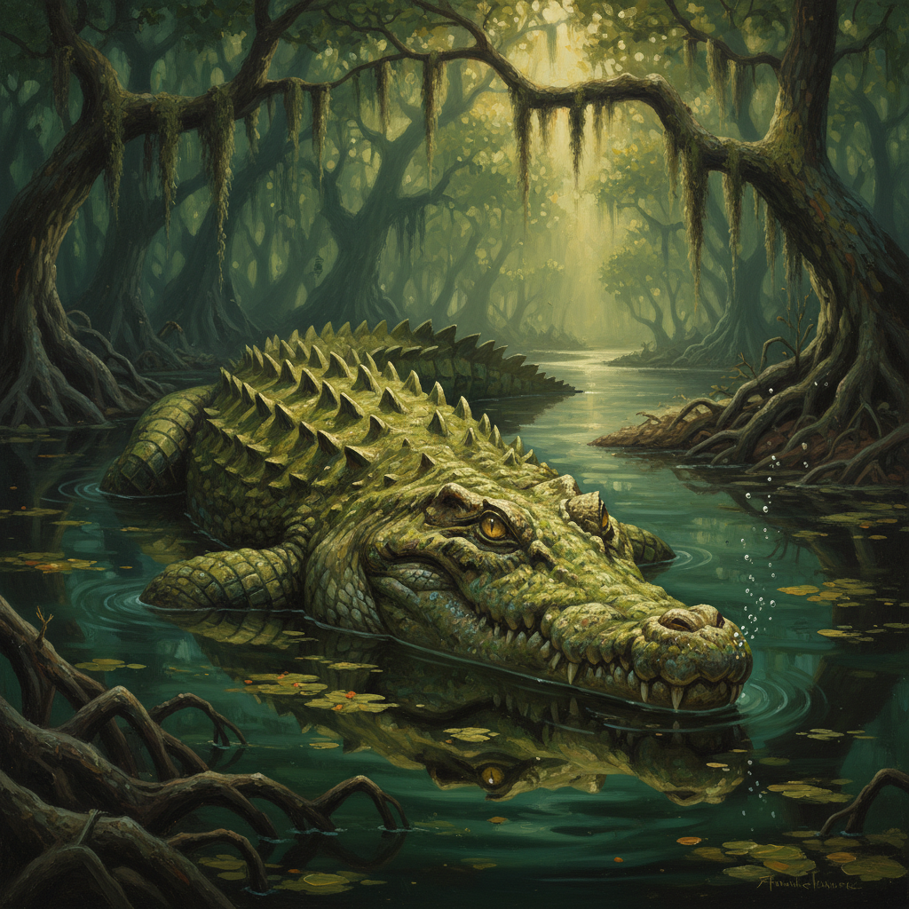 Crocodile, original D&D 5e monster artwork by ZapGM