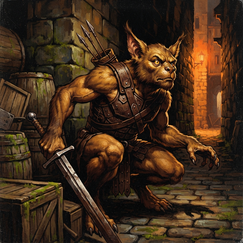 Bugbear Prowler, original Pathfinder 2e monster artwork by ZapGM
