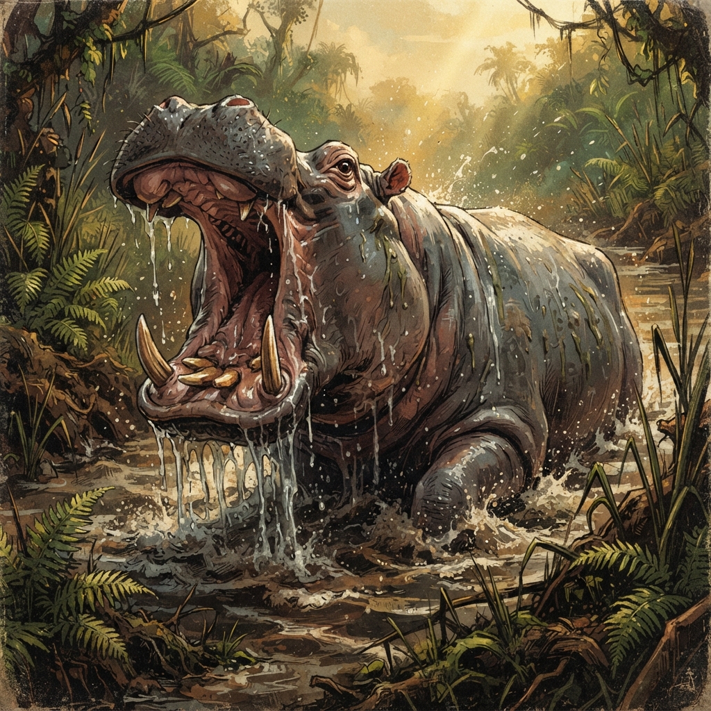 Hippopotamus, original D&D 5e monster artwork by ZapGM