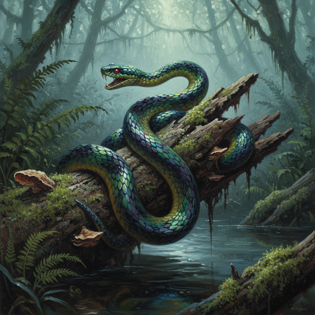Poisonous Snake, original D&D 5e monster artwork by ZapGM