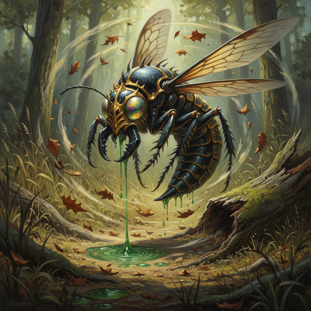 Giant Wasp, original Pathfinder 2e monster artwork by ZapGM