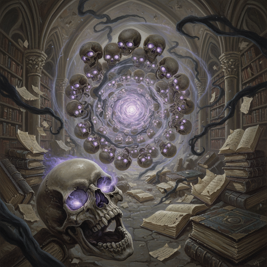 Sorcerous Skull Swarm, original Pathfinder 2e monster artwork by ZapGM