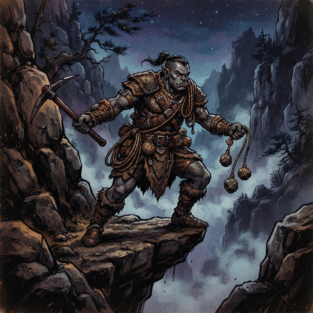 Dromaar Mountaineer, original Pathfinder 2e monster artwork by ZapGM