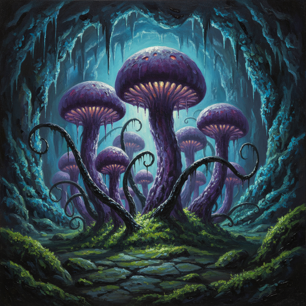 Violet Fungus, original D&D 5e monster artwork by ZapGM
