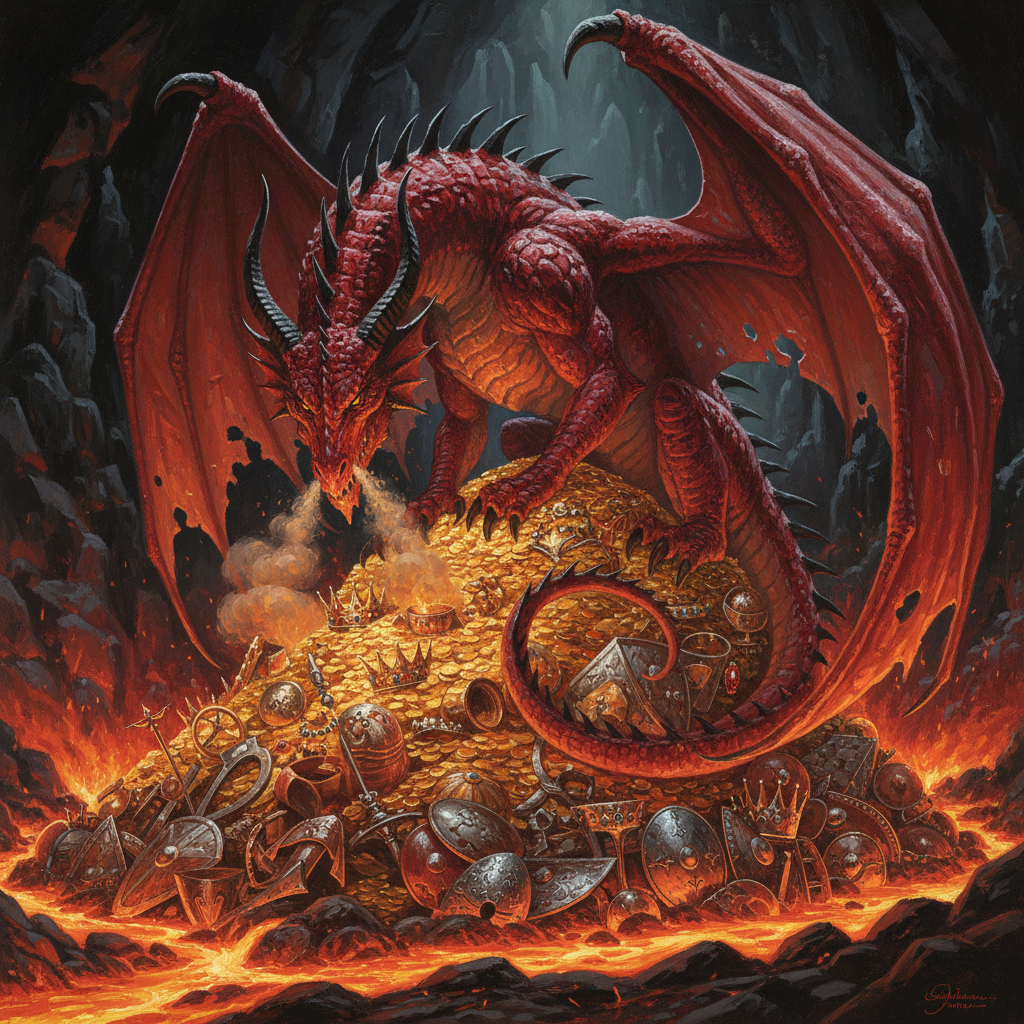 Ancient Red Dragon, original D&D 5e monster artwork by ZapGM