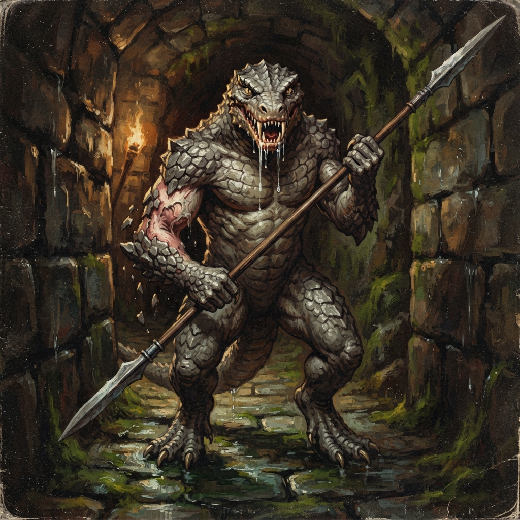 Aapoph Granitescale, original Pathfinder 2e monster artwork by ZapGM