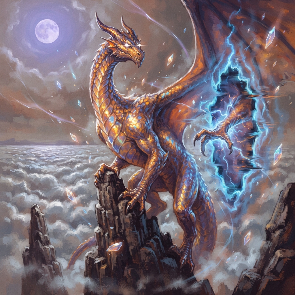 Phase Dragon (Adult), original Pathfinder 2e monster artwork by ZapGM