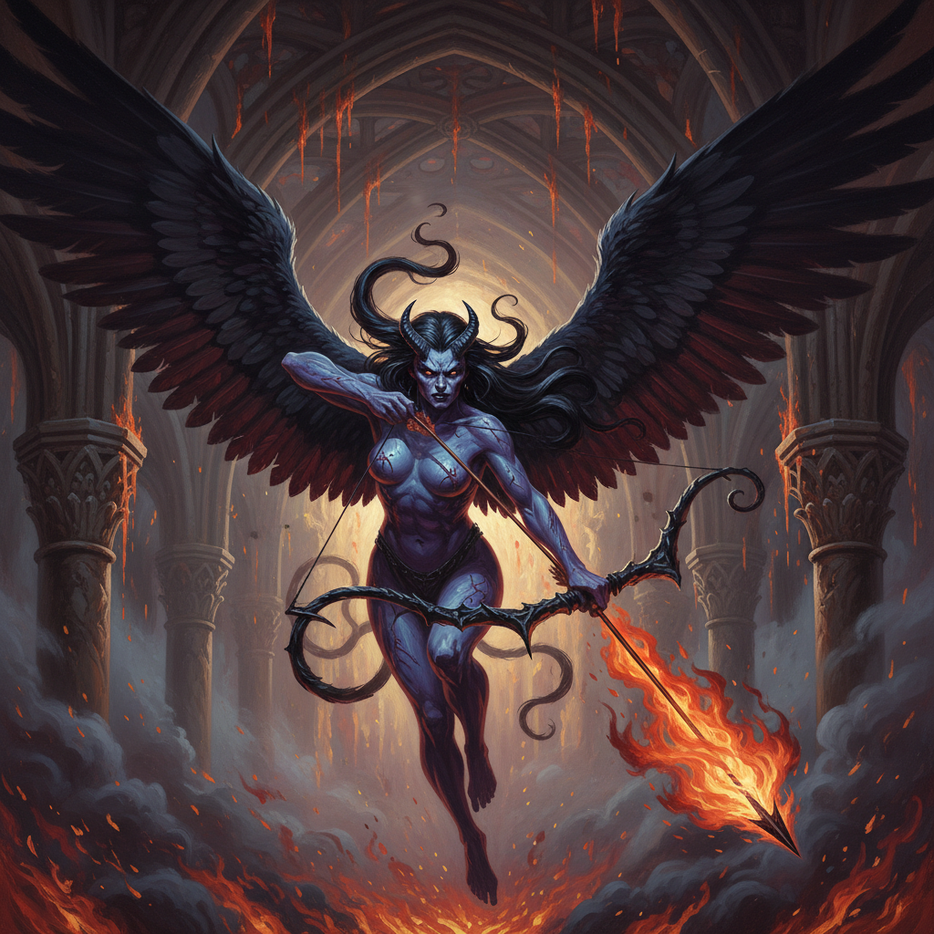 Erinys, original Pathfinder 2e monster artwork by ZapGM