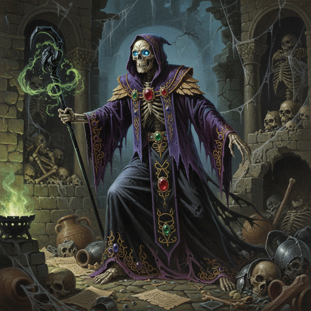 Lich, original D&D 5e monster artwork by ZapGM