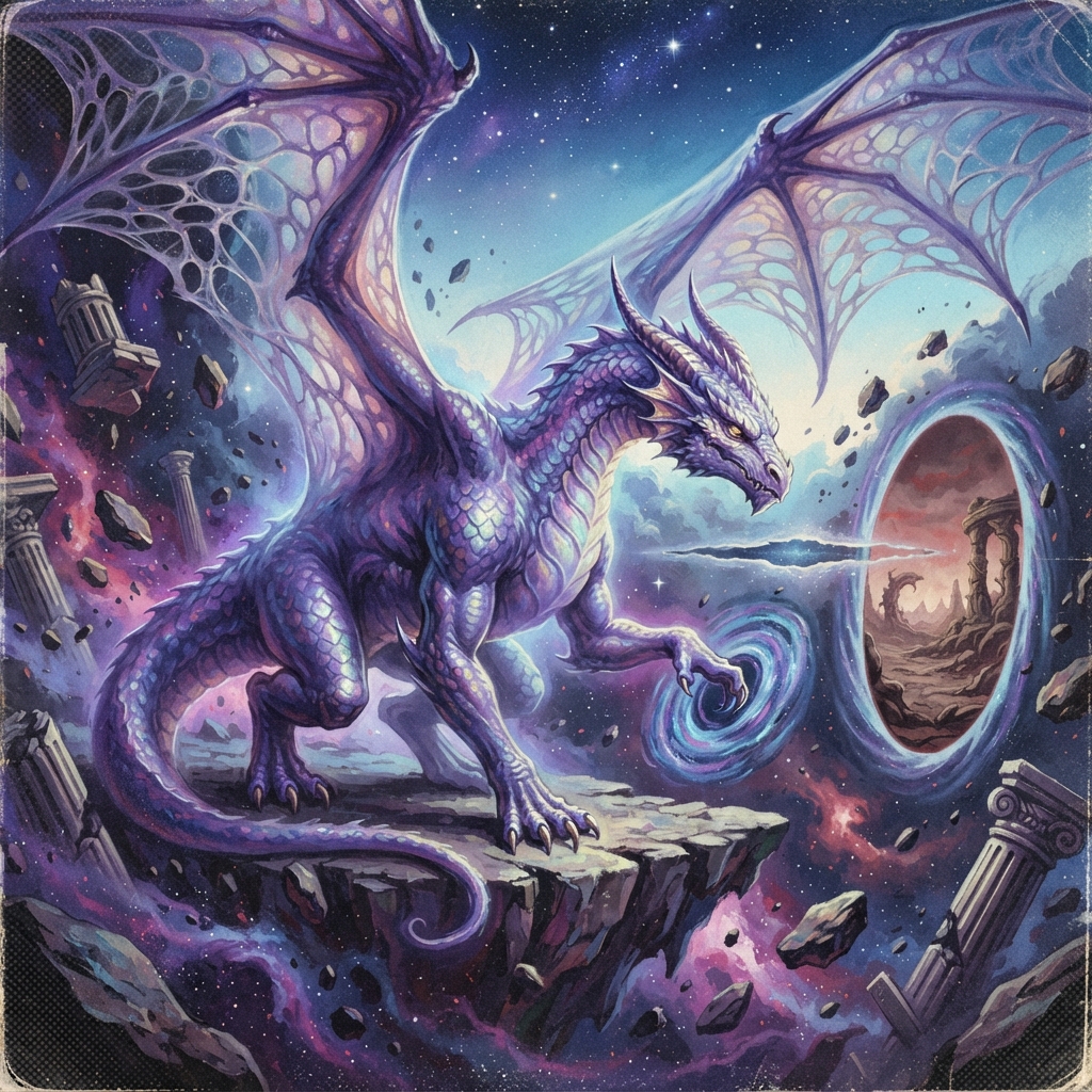 Phase Dragon (Adult, Spellcaster), original Pathfinder 2e monster artwork by ZapGM