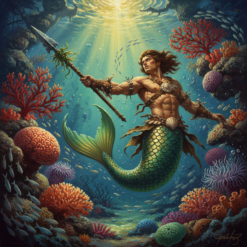 Merfolk, original D&D 5e monster artwork by ZapGM
