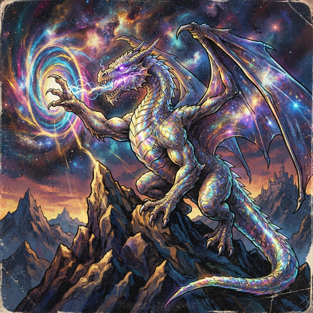 Phase Dragon (Ancient), original Pathfinder 2e monster artwork by ZapGM