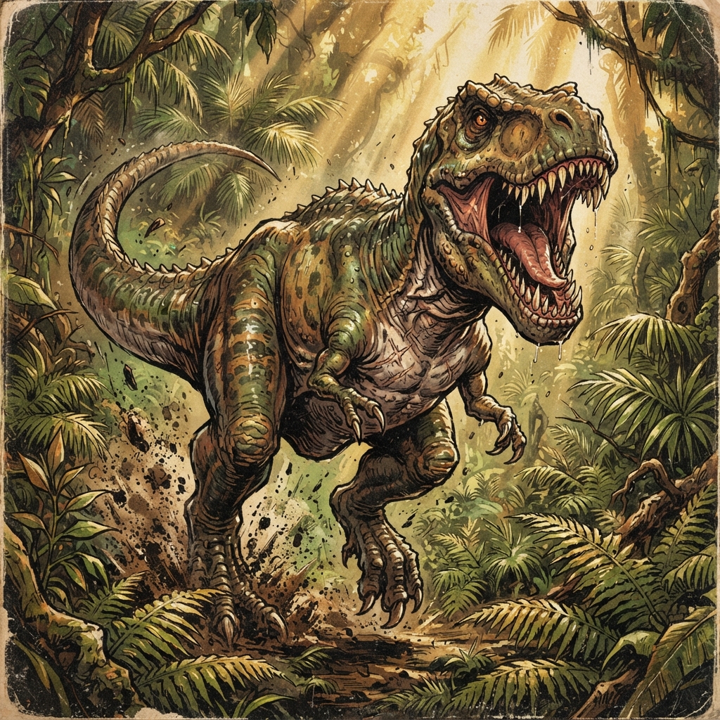 Allosaurus, original Pathfinder 2e monster artwork by ZapGM