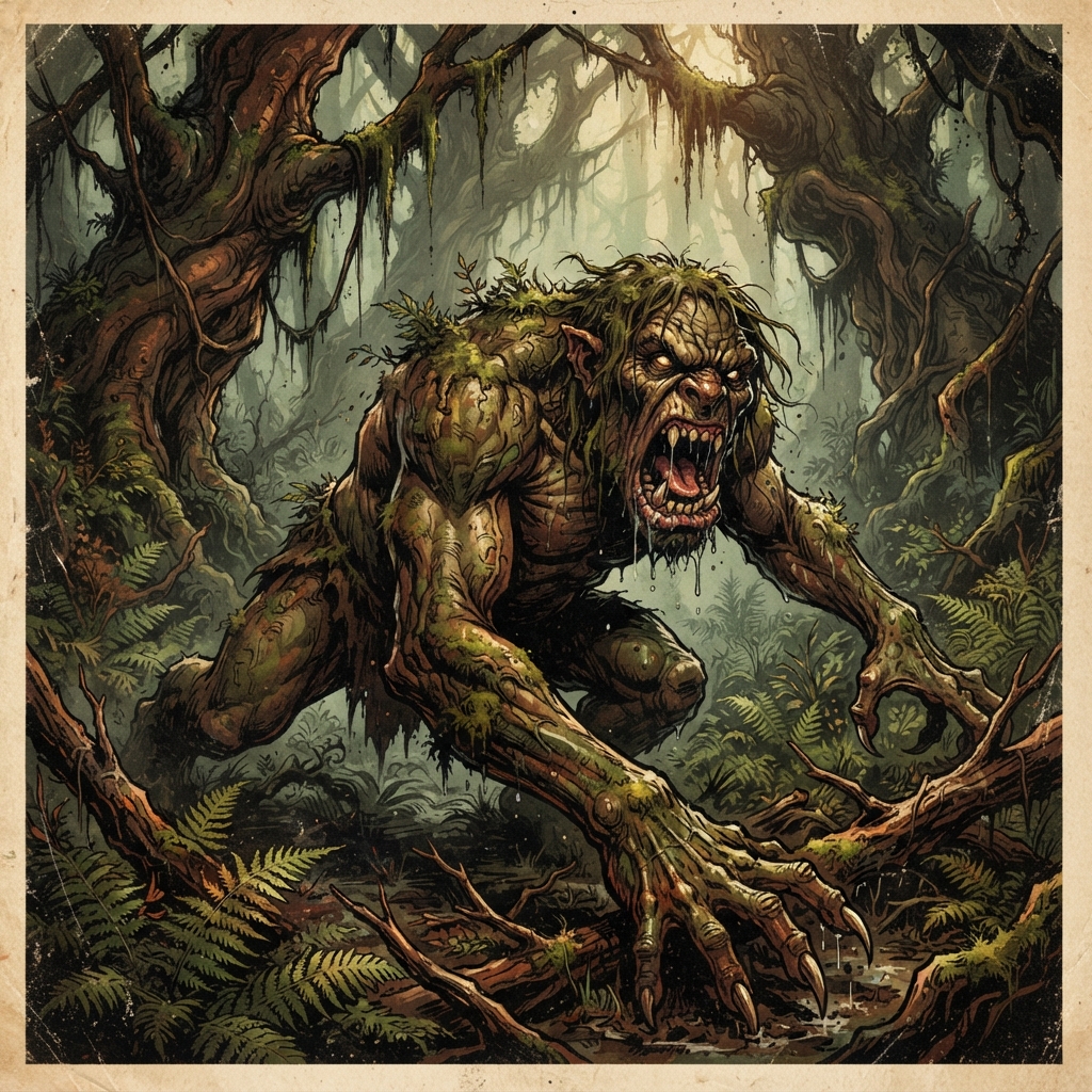 Forest Troll, original Pathfinder 2e monster artwork by ZapGM