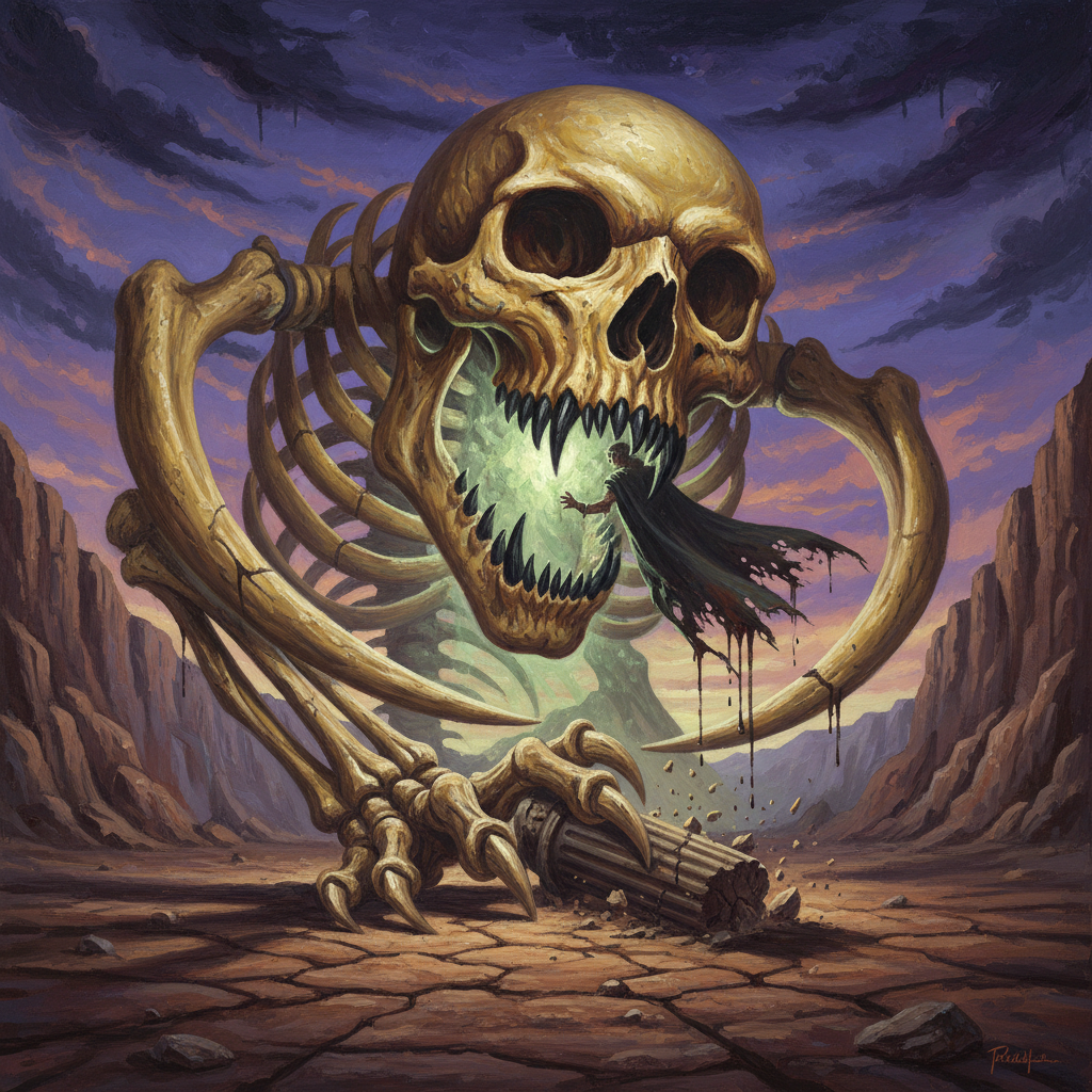 Tyrannosaurus Skeleton, original Pathfinder 2e monster artwork by ZapGM