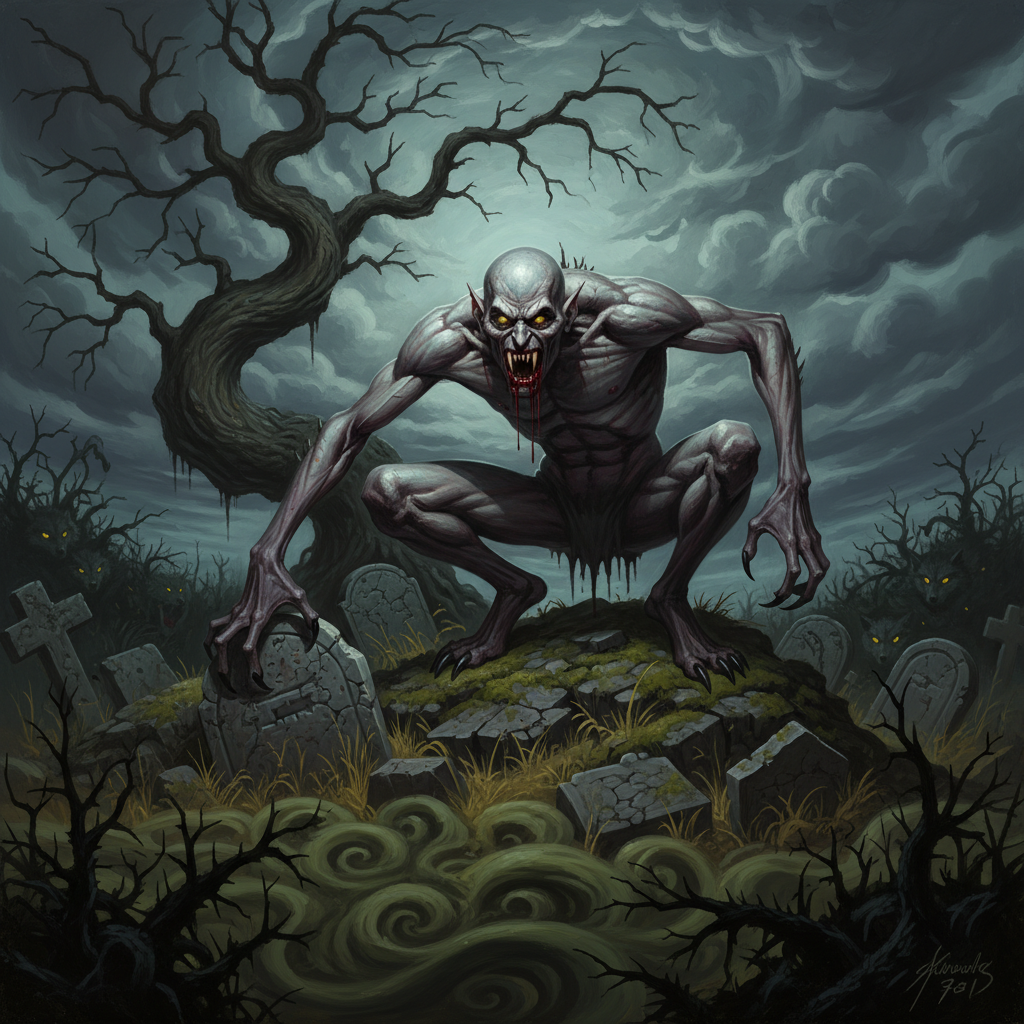 Vrykolakas Ancient, original Pathfinder 2e monster artwork by ZapGM