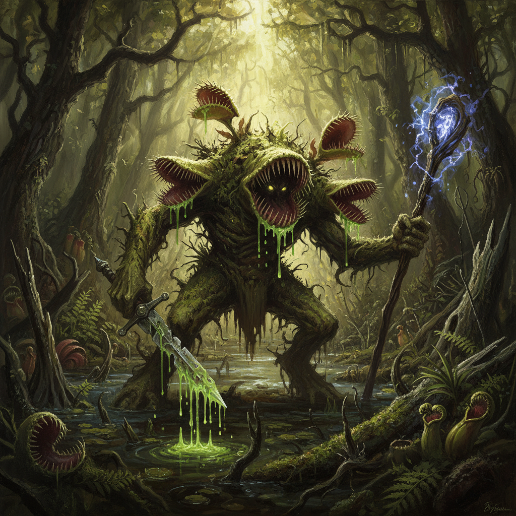 Flytrap Leshy, original Pathfinder 2e monster artwork by ZapGM