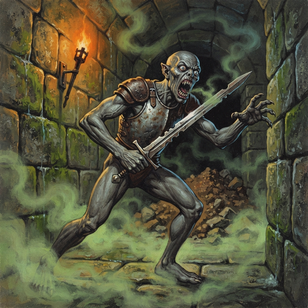 Ghoul Soldier, original Pathfinder 2e monster artwork by ZapGM