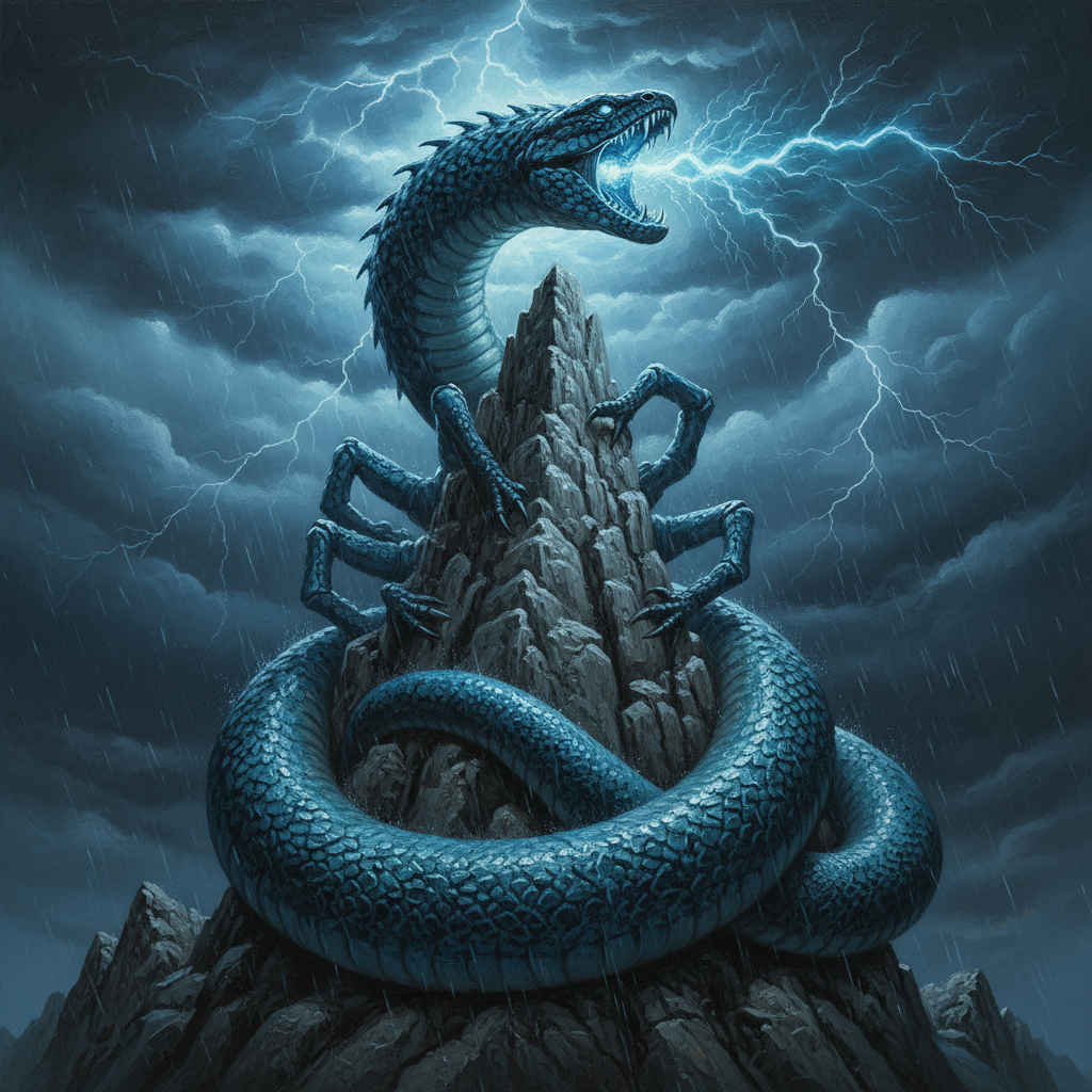 Behir, original Pathfinder 2e monster artwork by ZapGM