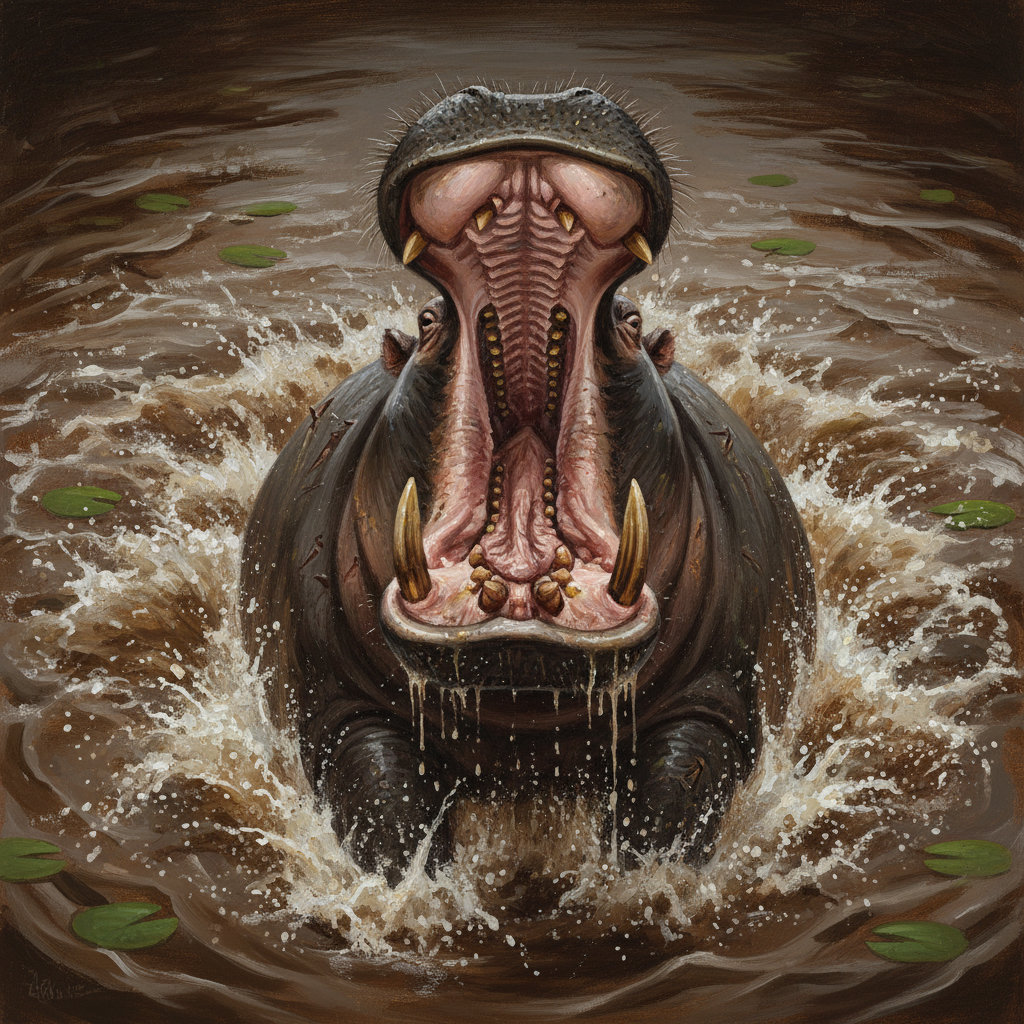 Hippopotamus, original Pathfinder 2e monster artwork by ZapGM