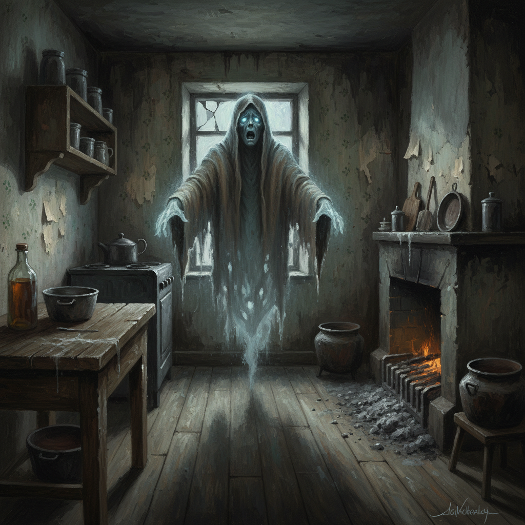 Ghost Commoner, original Pathfinder 2e monster artwork by ZapGM