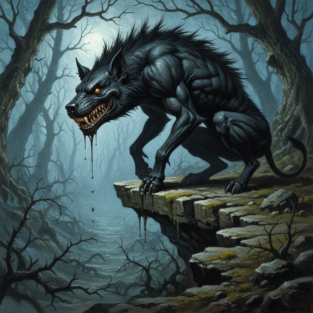 Leucrotta, original Pathfinder 2e monster artwork by ZapGM