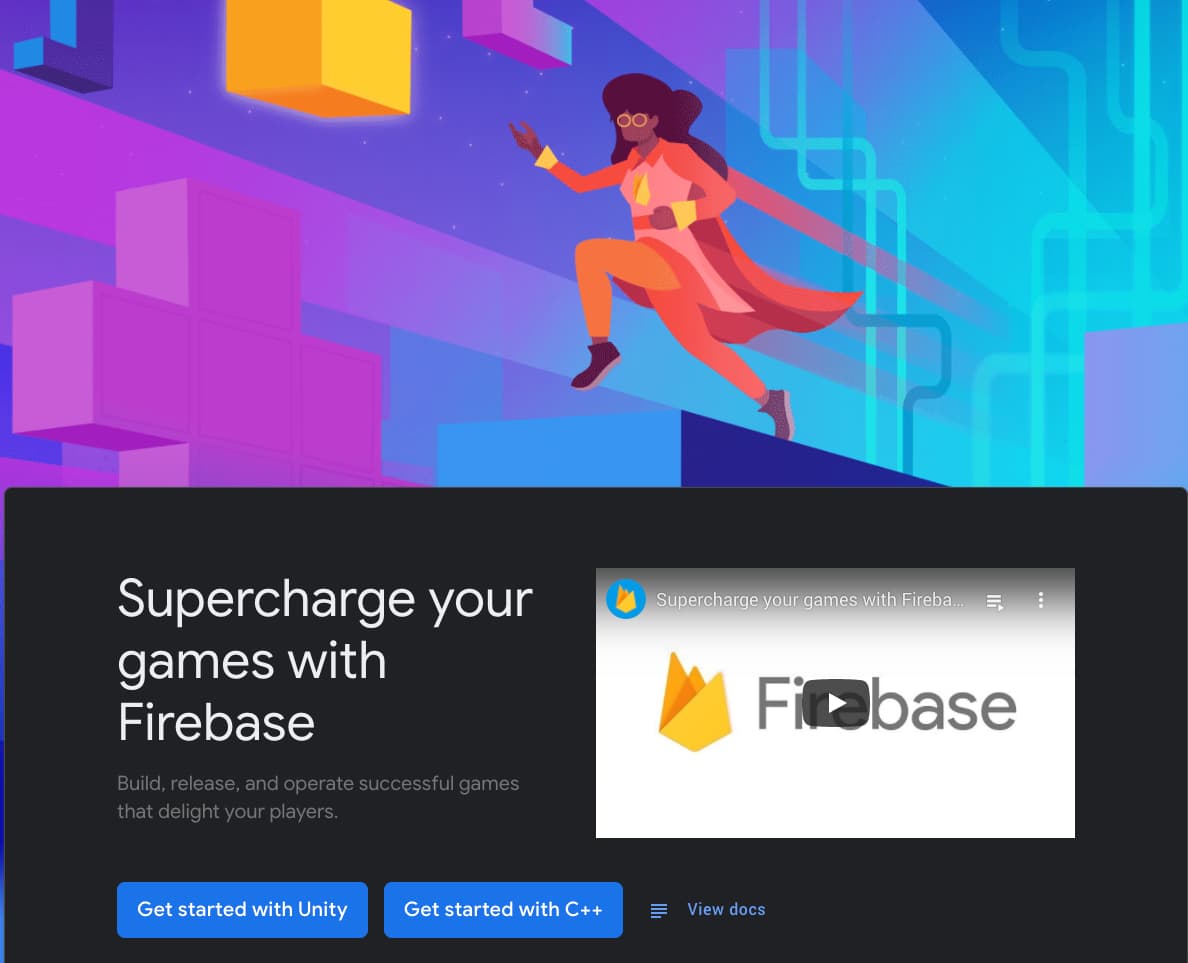 new landing page for Firebase for Games