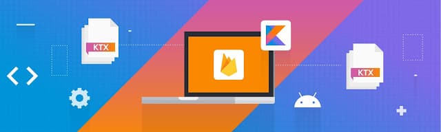 Firebase banner. Illustration of a laptop screen and KXT extension