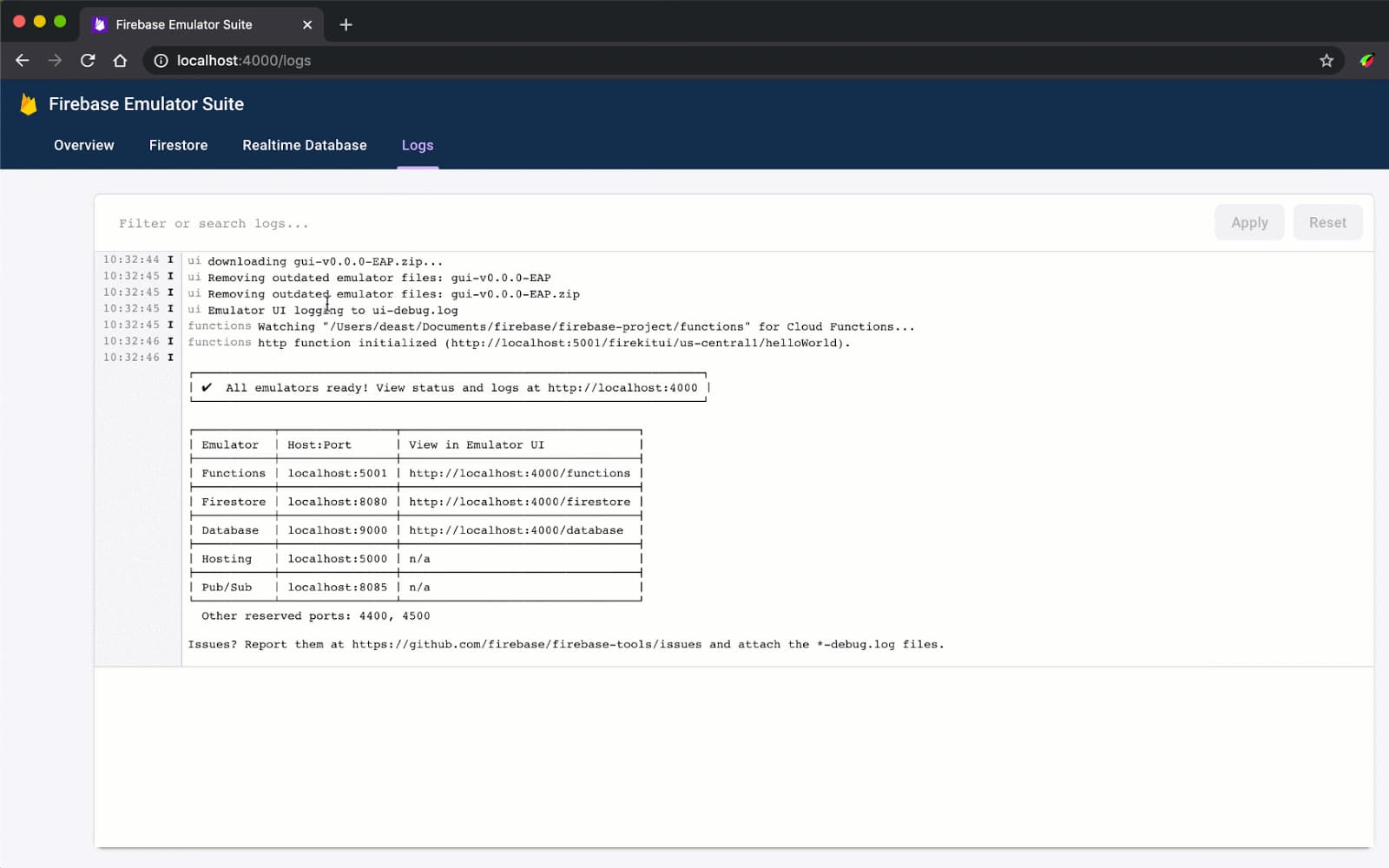 image of advanced searching and filtering of Cloud Function logs