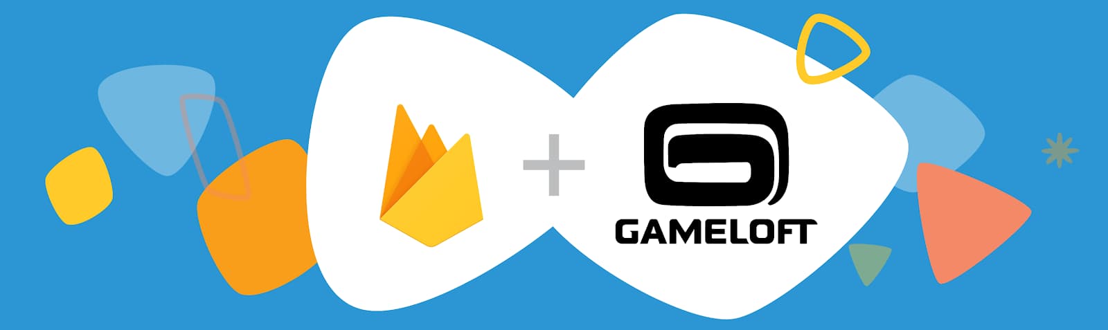 Firebase banner. Illustration of a Firebase and Gameloft logos
