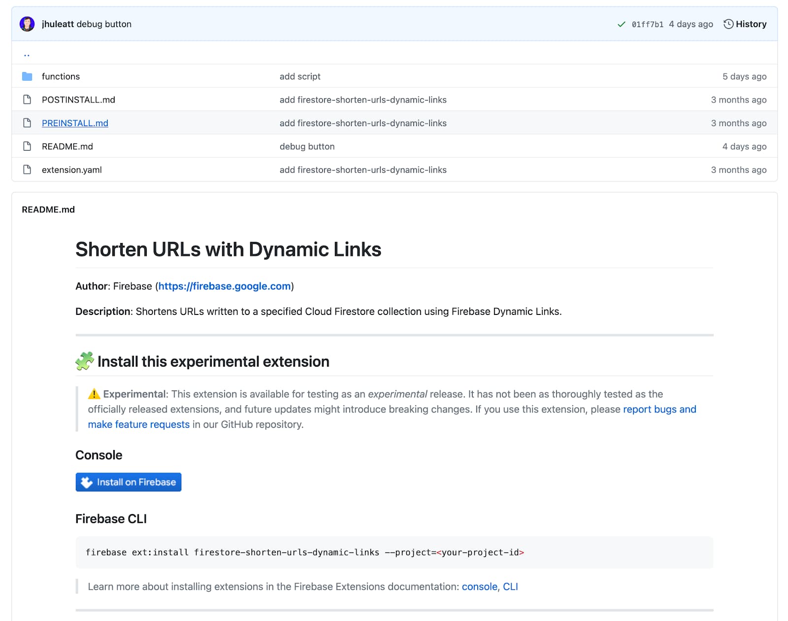 image of installing experimental extension
