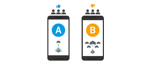 2 phones with A/B testing