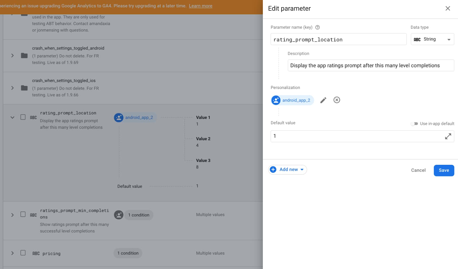 Targeting and data validation improvements in Remote Config