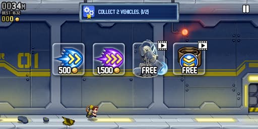A screnshot from a mobile side scrolling video game