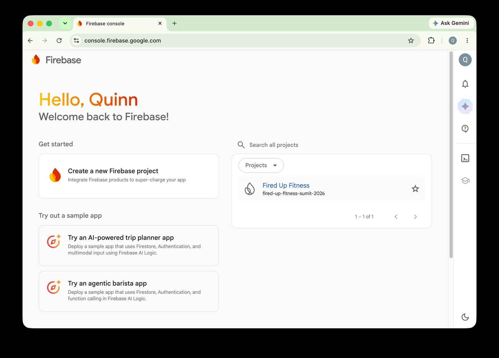 Firebase console